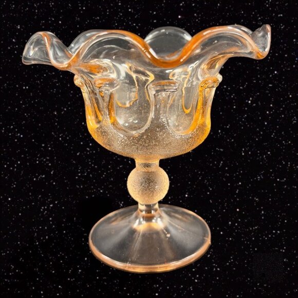 Stelvia Glass Company Compote Footed Bowl Peachy Pink Wayne Husted design Italy - Picture 1 of 16